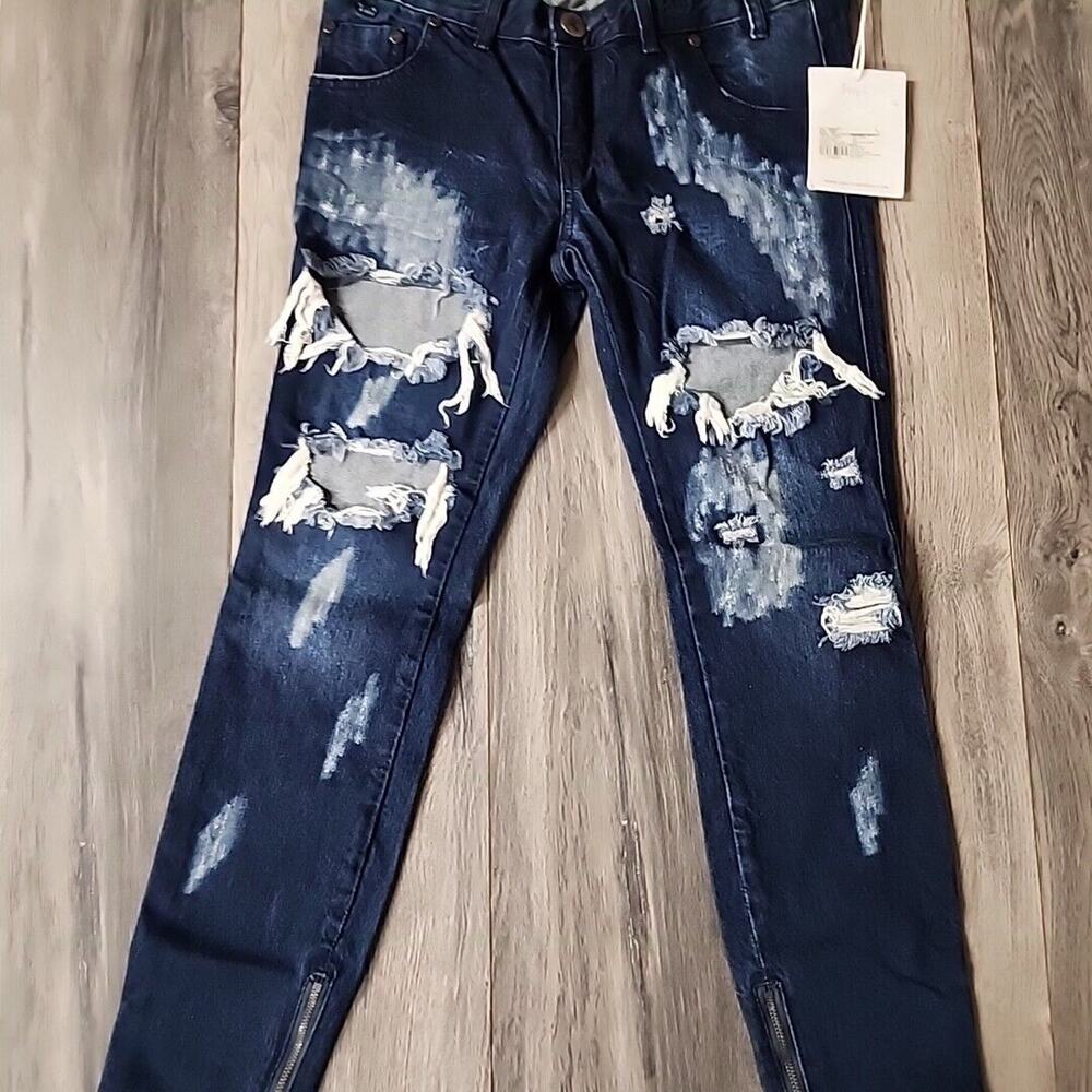 One Teaspoon Thrashed Free Bird Low Waist Rigid Skinny Jeans Size 26 Distressed - Picture 4 of 6